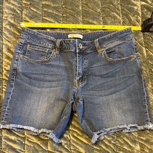 CAbi Blue Jean Shorts with Distressed Details
